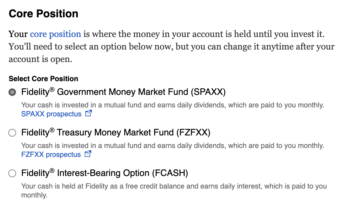 Fidelity Core Position: SPAXX vs FZFXX vs FCASH