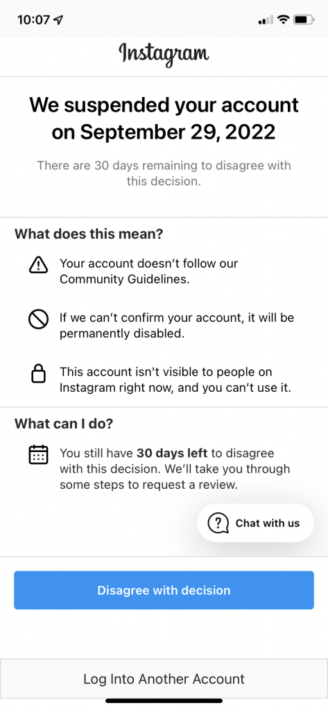 Instagram Suspended My Account Personal Finance Club